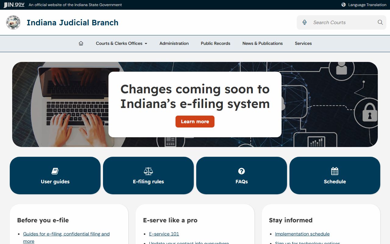 Jasper County Clerk records and Indiana e-filing page