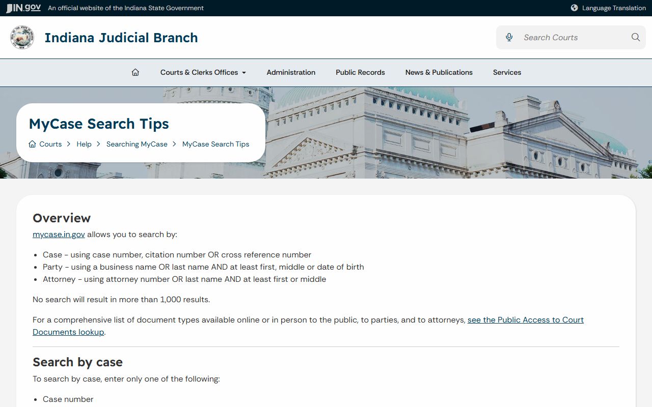 Jasper County court dockets MyCase search tips