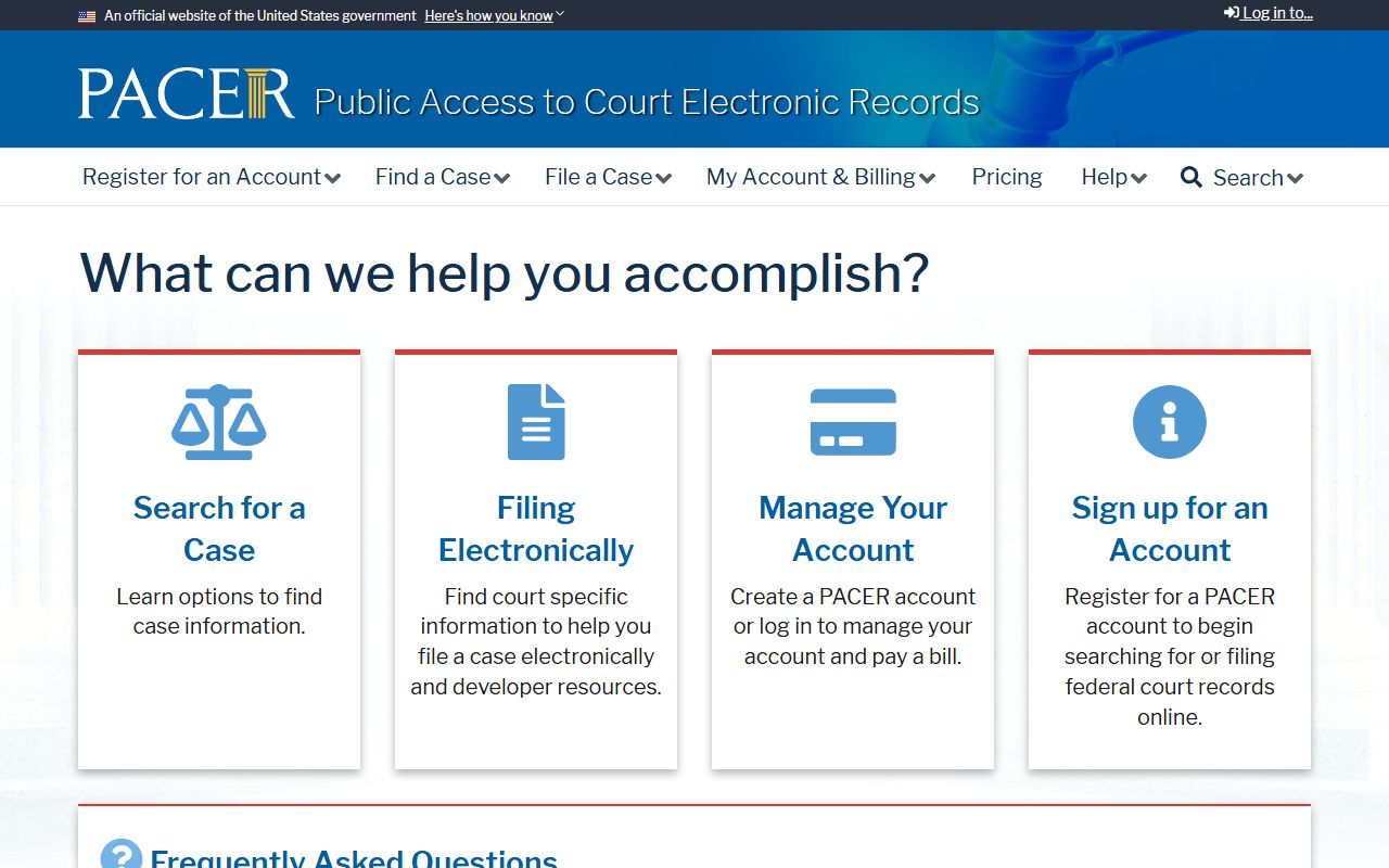 Jasper County court dockets PACER federal case records portal