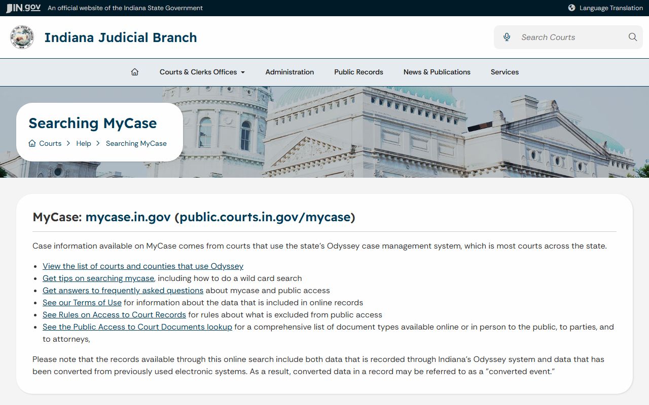 Jasper County court records MyCase help page