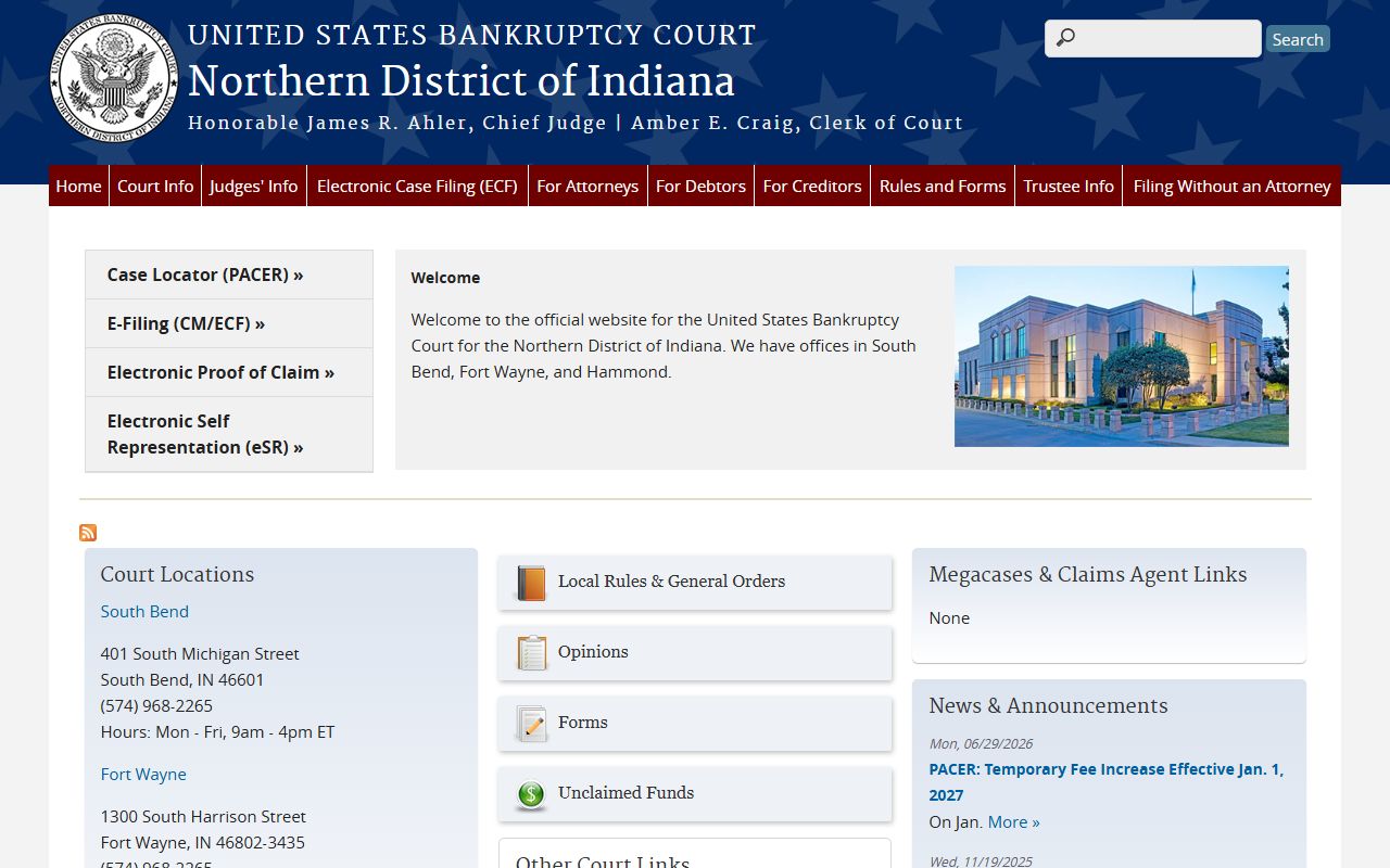 Jasper County court records Northern District of Indiana bankruptcy court