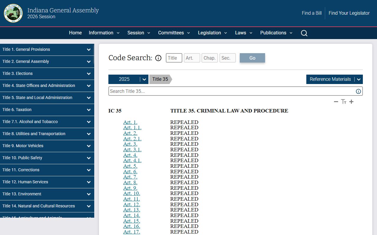 Jasper County criminal court records Indiana Code Title 35