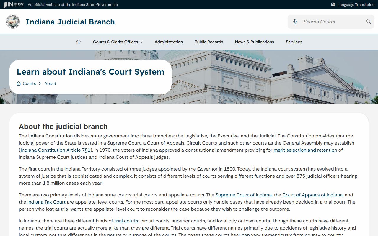 Jasper County Circuit Court and Superior Court in Indiana trial court system