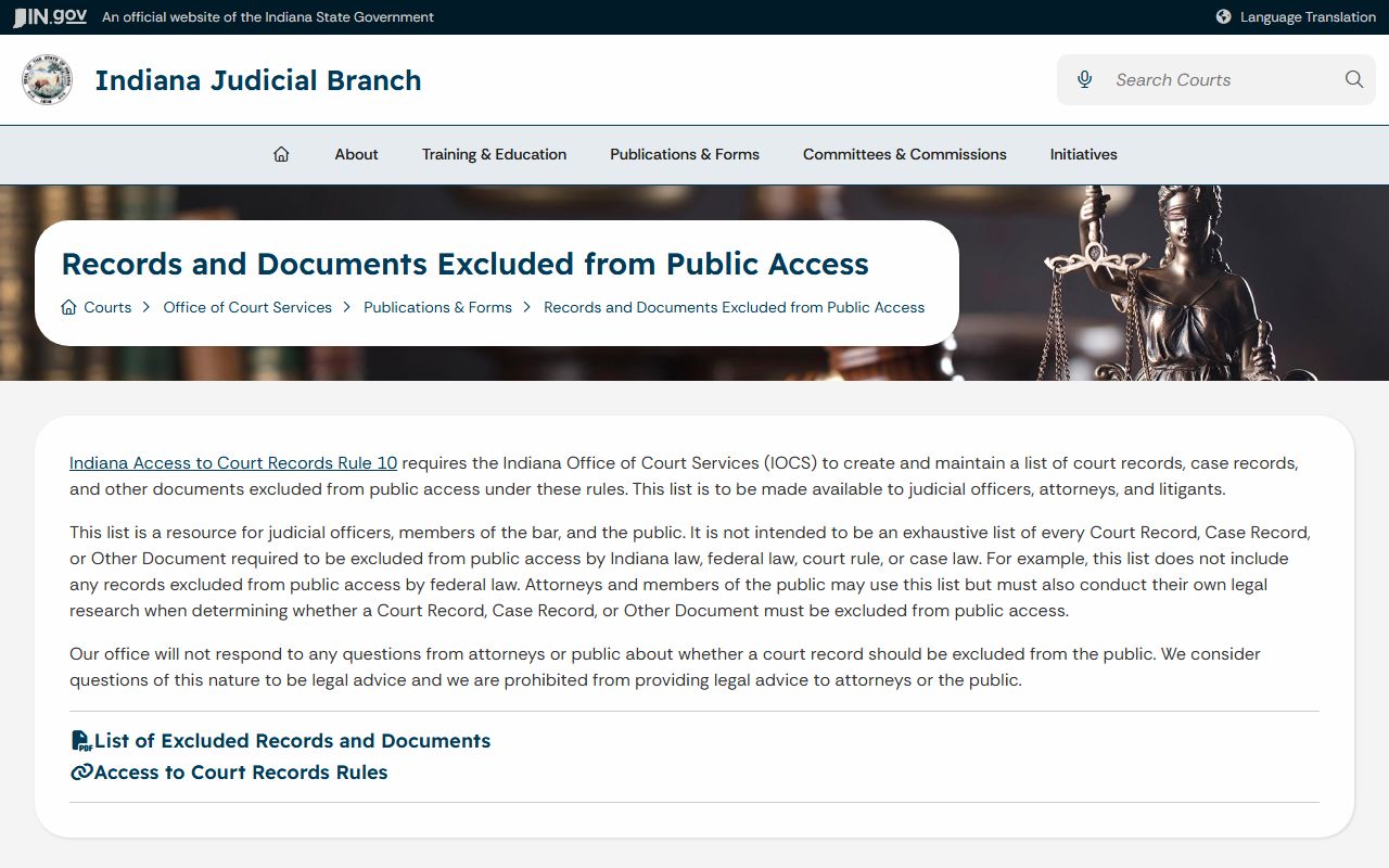Jasper County court records excluded records guidance