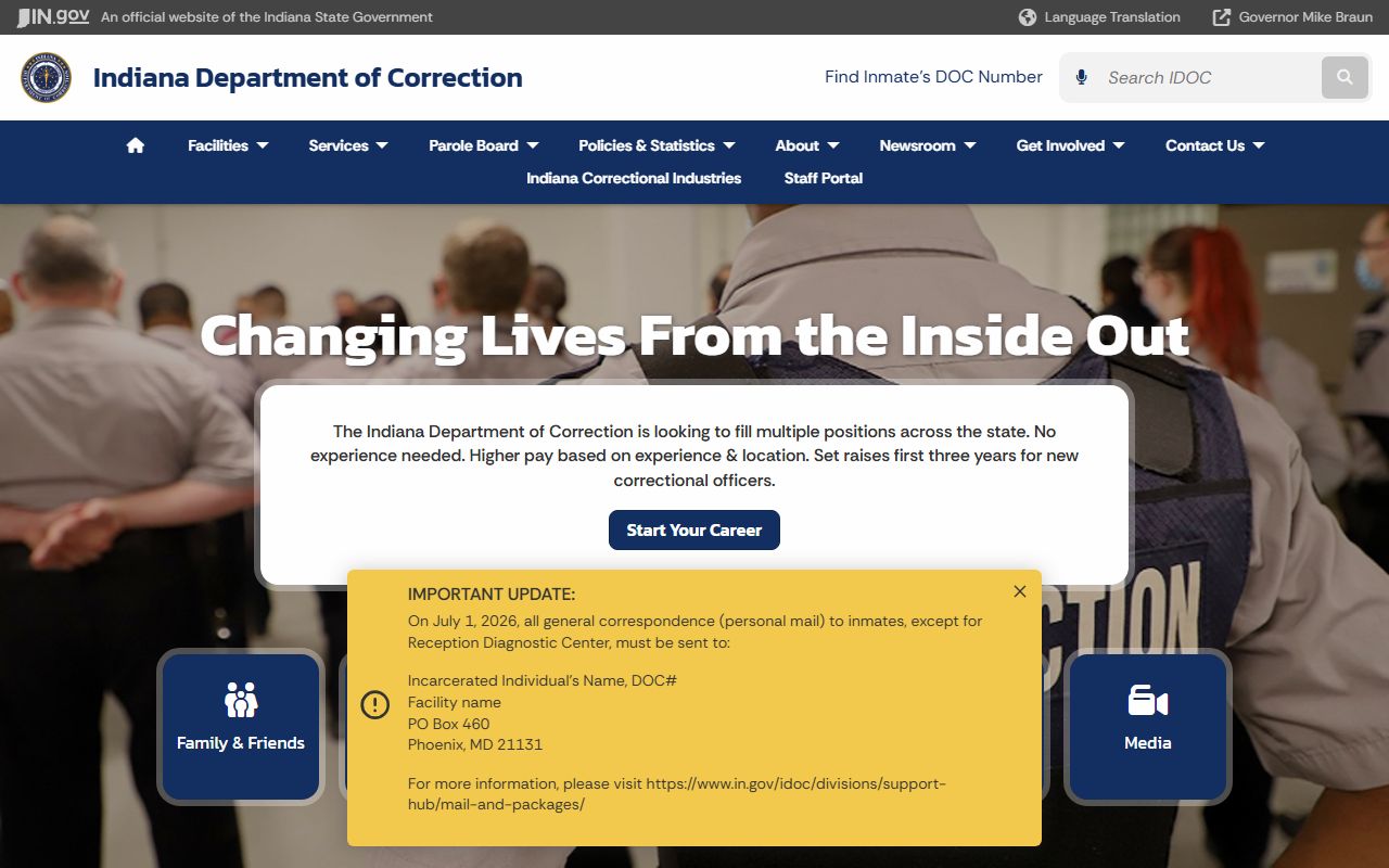 Jasper County inmate records Indiana Department of Correction