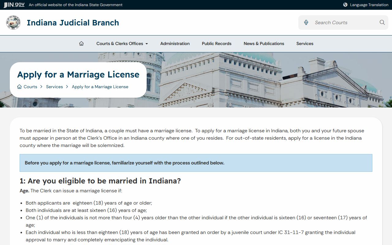 Jasper County marriage and divorce records using Indiana marriage license guidance