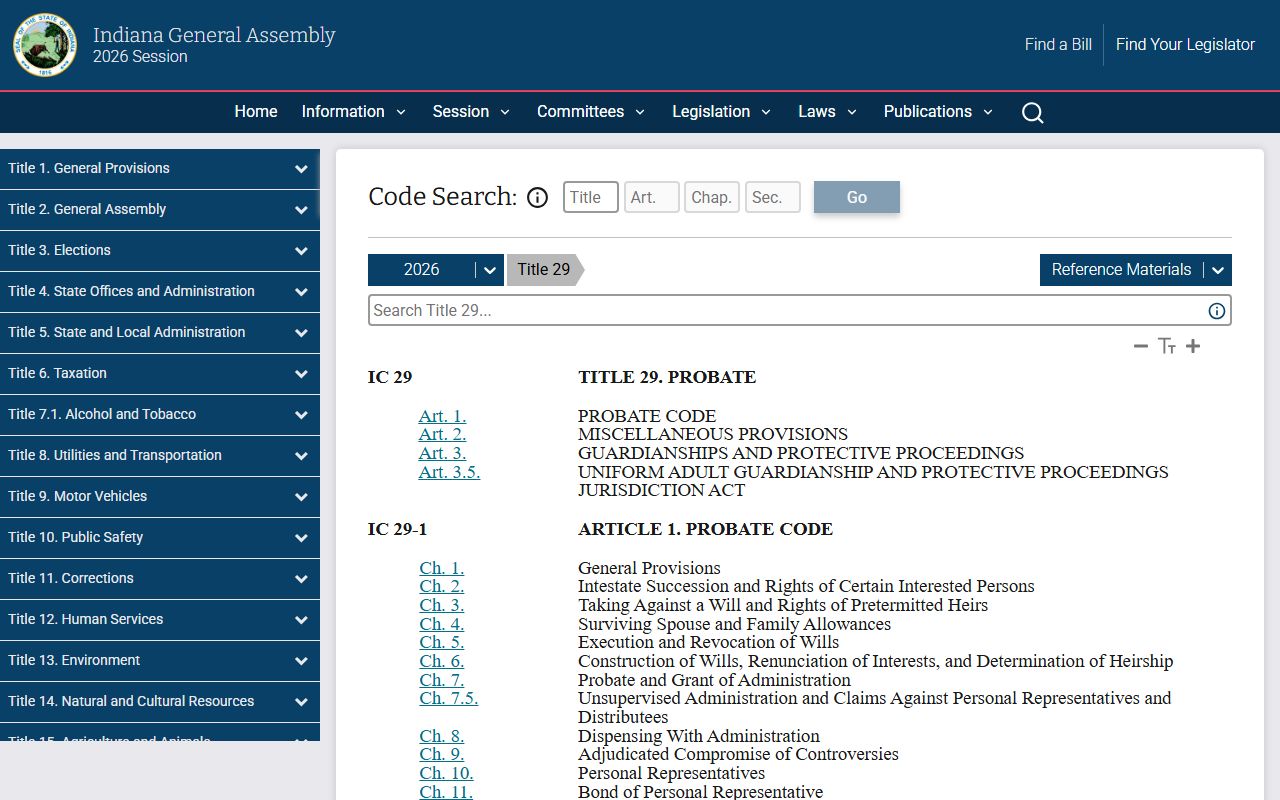 Jasper County probate records and Indiana probate code source