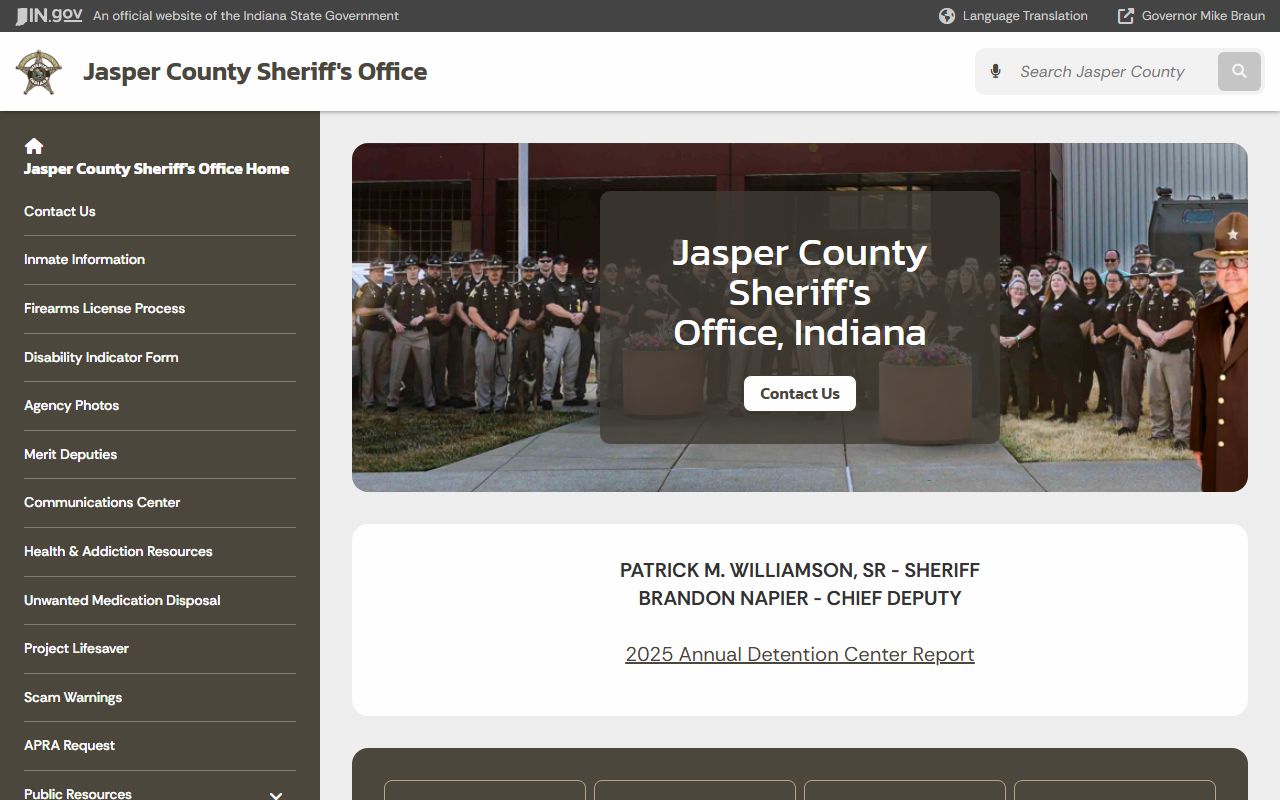 Jasper County warrant records sheriff office page