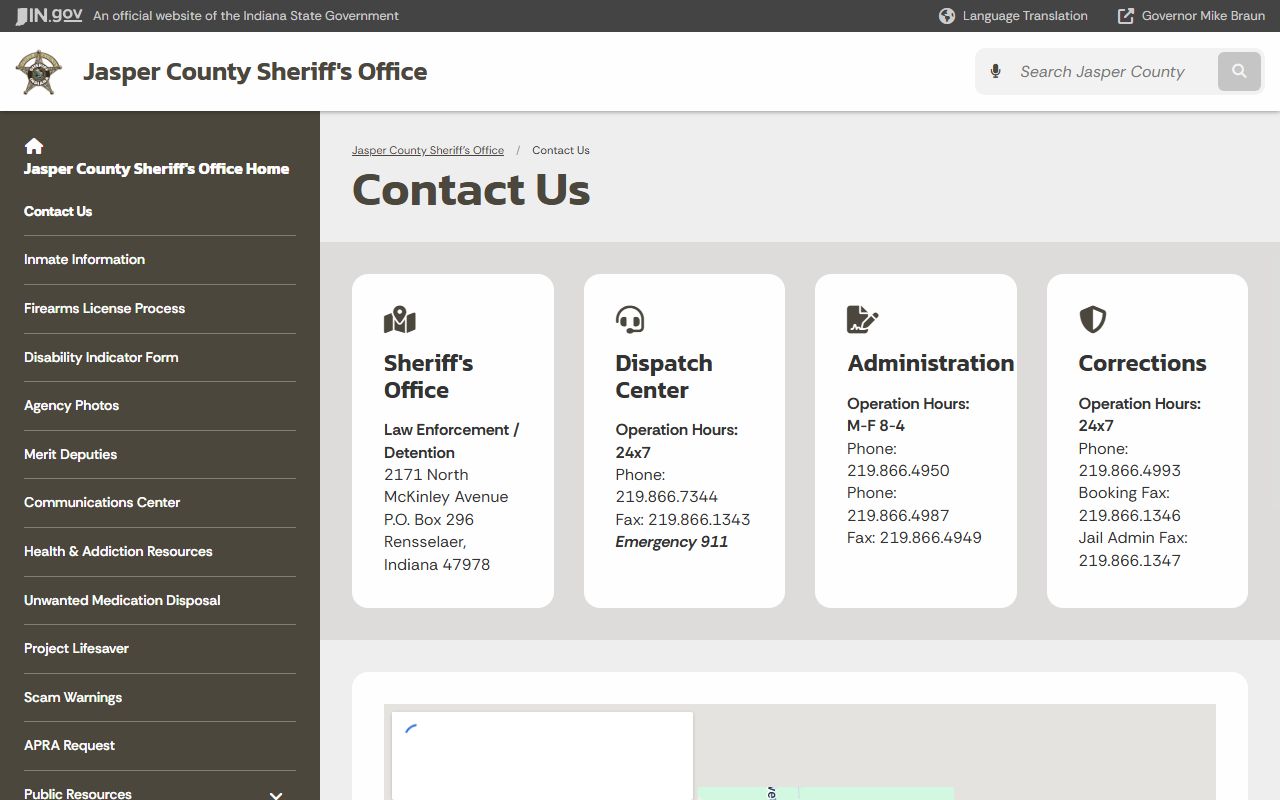 Jasper County warrant records sheriff contact page